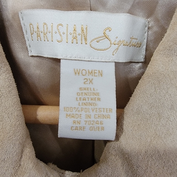 Parisian Signature Suede Coat Leather Jacket Light Tan Size 2X - Picture 11 of 16